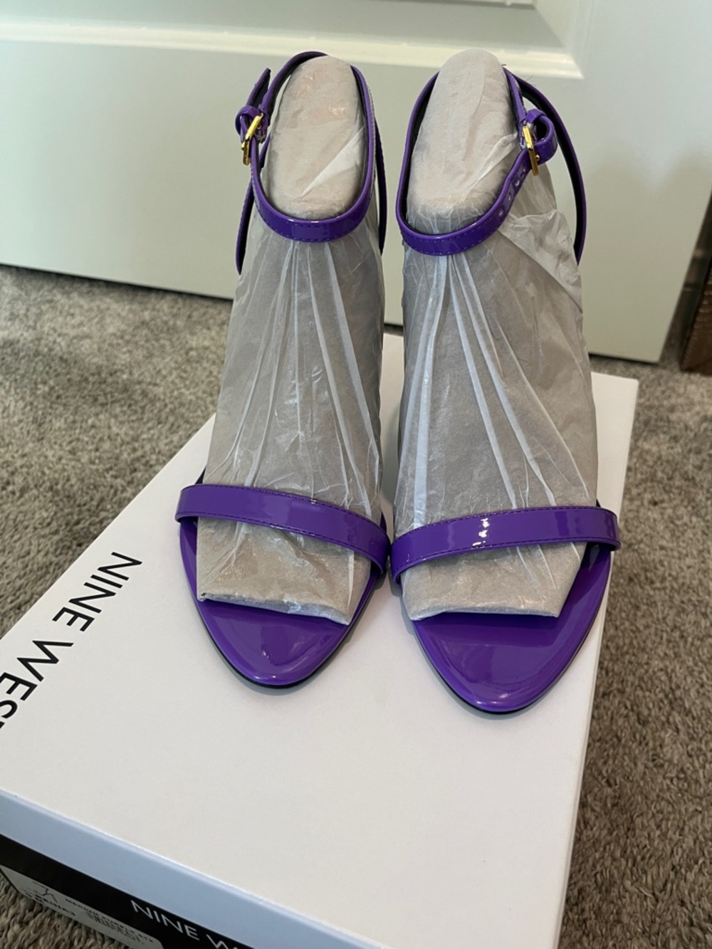 Nine West Patent Purple Ankle-Strap Heels